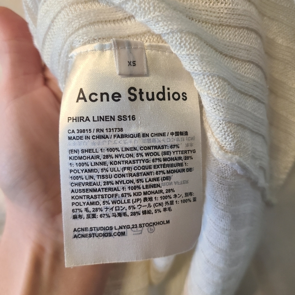 Acne Studios Phira Linen 100% linen sweater in WHITE - Picture 11 of 12